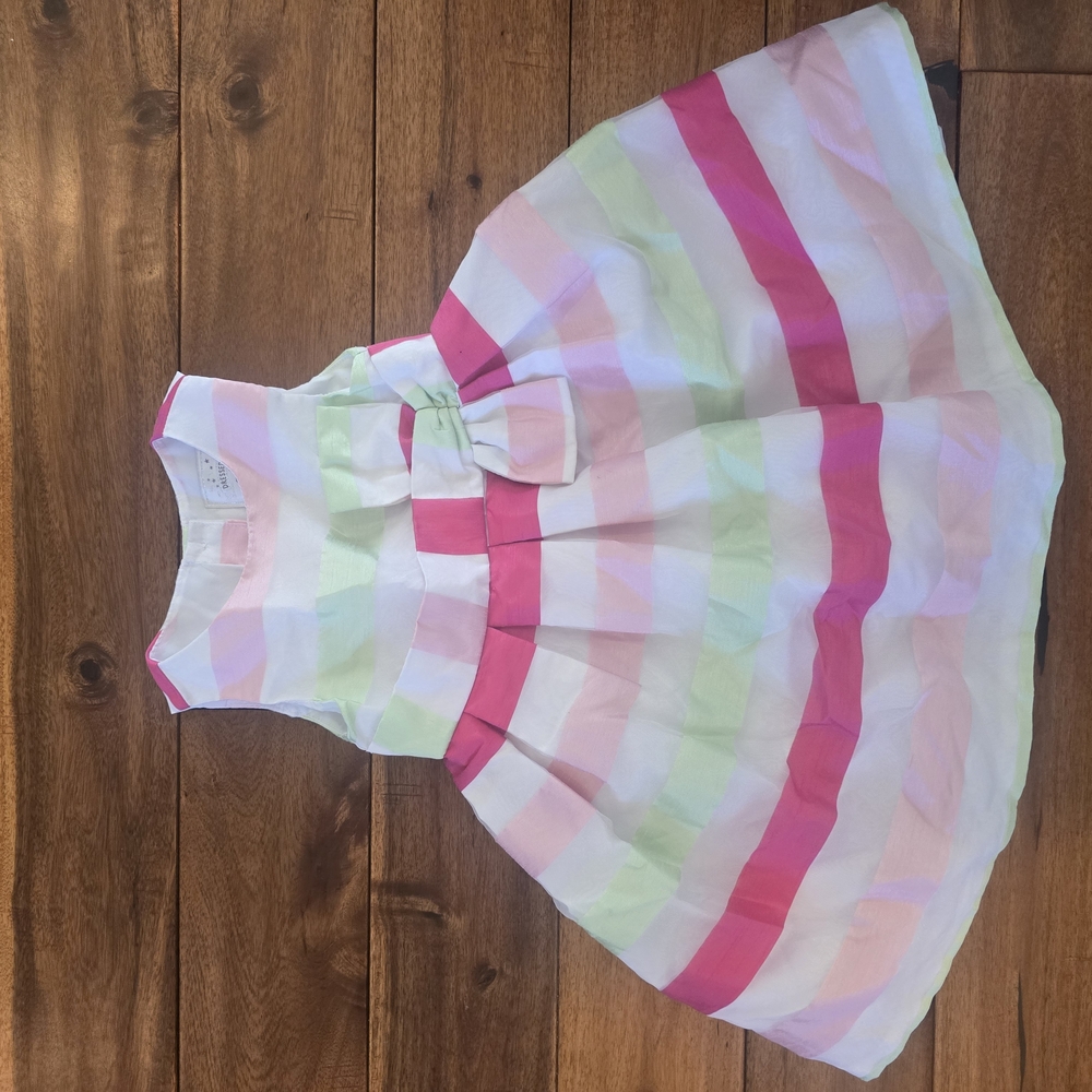 Striped Pink and Green Kids Dress